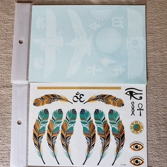 3 sheets Golden Silver Temporary Tattoo - Picture 4 of 13